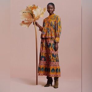 Farm Rio Yellow Mica Maxi Skirt XL